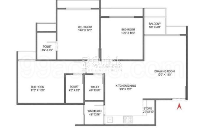 3 bhk plan